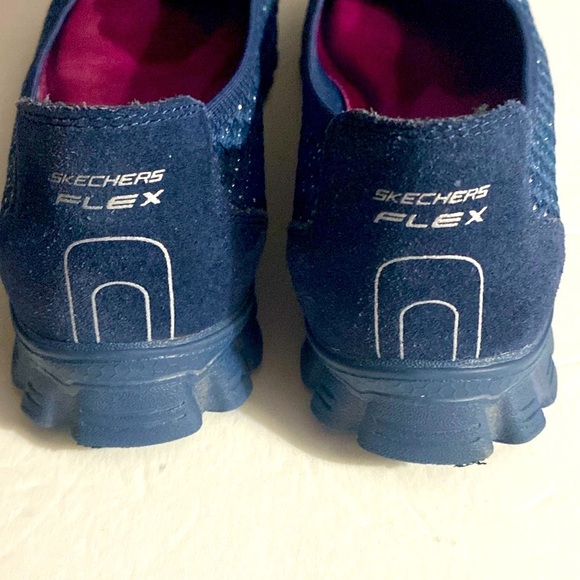 EUC Skechers Sport Sweetpea Weave Slip-on Navy, Silver, Metallic, #22616, Sz 9.5 - Picture 7 of 13